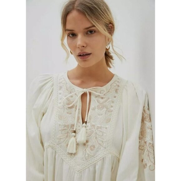 New Anthropologie Viveka Embroidered Lace Floral Ivory Mini Dress NWT Size XS - Picture 7 of 17